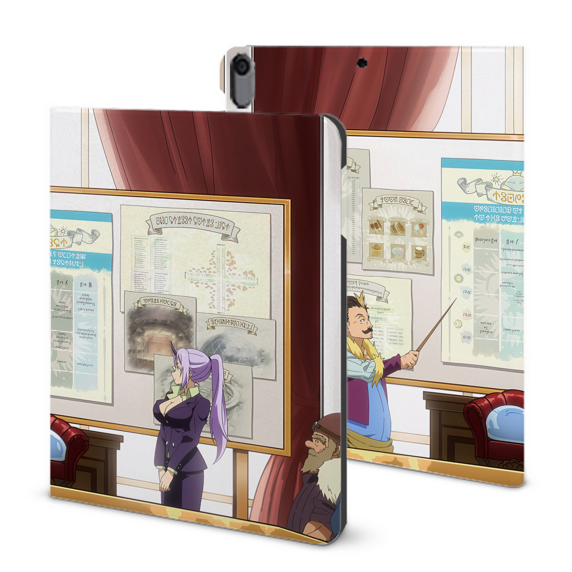 （画像用） 転スラ Regarding Reincarnated to Slime IPad ケース ブック型 PUレザー TPU 耐衝撃 軽量 薄型 ペン収納なし 全面保護 IPad 各モデル対応